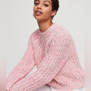 ARITZIA Wilfred Confetti Sweater Chunky Knit Cropped Pink